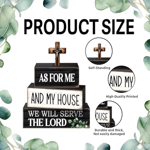 4 Pcs Bible Verse Table Decoration,As for Me and My House We Will Serve the Lord Wooden Block Signs,Scripture Table Centerpiece for Christian Home Office Church Bible3