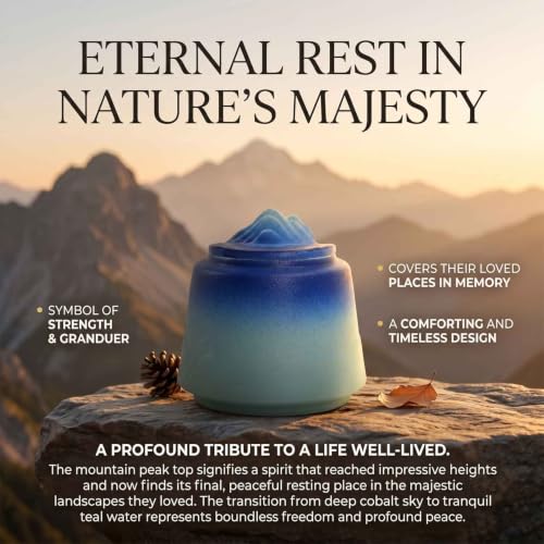 Small Keepsake Urns for Human Ashes, 3-Inch Ceramic Memorial Urn Blue