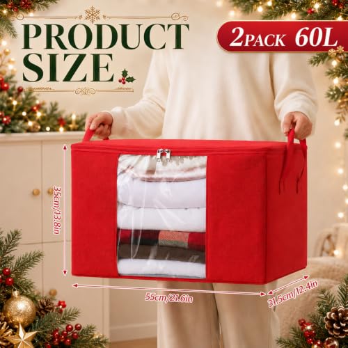 2 Pack Christmas Classic Red Blanket Storage Bag