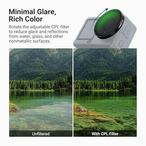 NEEWER CPL + ND Filter Set Compatible with DJI Osmo Action 6 Only, ND8/16/32/64/1000 Adjustable Circular Polarizing Lens Filters, Snap On Multicoated HD Action Camera Photography Accessories, FL-B2 6 Pack ND/CPL