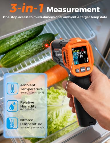 3 in 1 Digital Infrared Thermometer Gun with High/Low Alarm POROMETISTO IM02PRO
