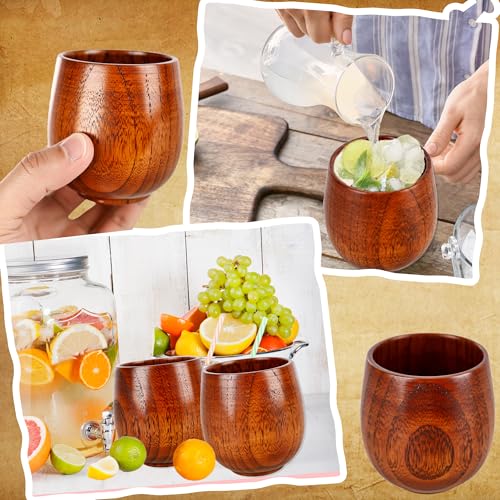 12 Pcs Wooden Cup Bulk Coffee Mug Natural Solid Wood Tea Water Cup Japanese Teacup for Wine Beer Hot Drinks Water Milk Mug Cup Top Grade, 6 oz