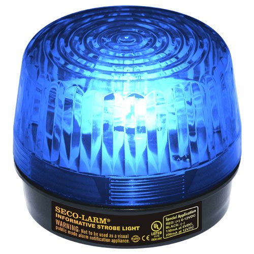 [Australia - AusPower] - Seco-Larm SL-1301-SAQ/B Blue Lens Strobe Light, 10 Vertical LED strips (54 LEDs) increase visibility from various directions, Built-in 100dB programmable siren, Six different flash patterns 