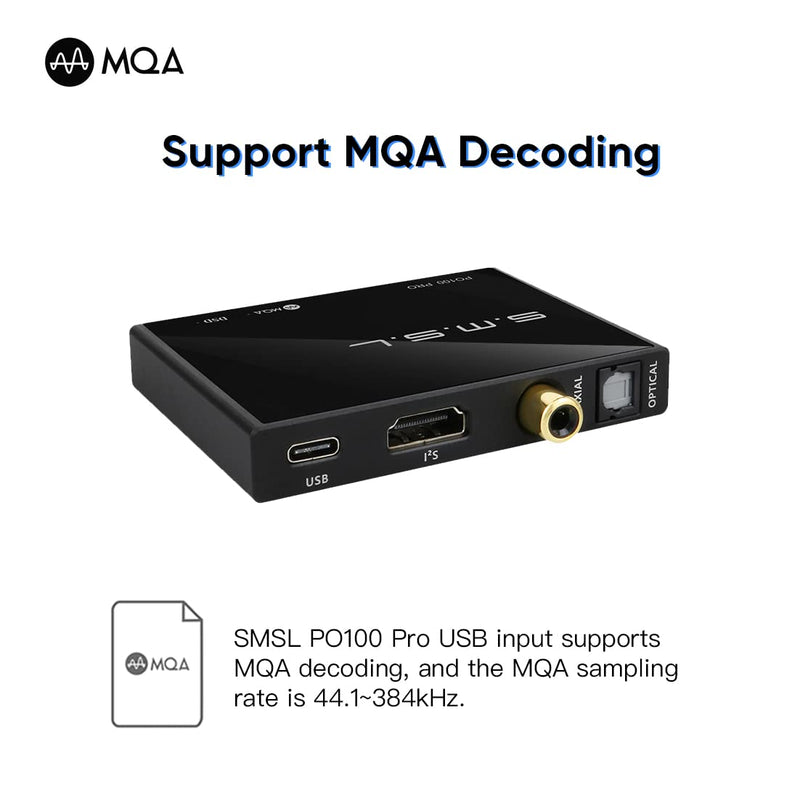 [Australia - AusPower] - SMSL PO100 PRO MQA DDC XMOS XU316 Digital to Analog Audio Converter Type-C USB Input IIS/Optical/Coaxial Output Mini Portable USB Interface Converter for Phone/TV/PS3/PS4/PS5 