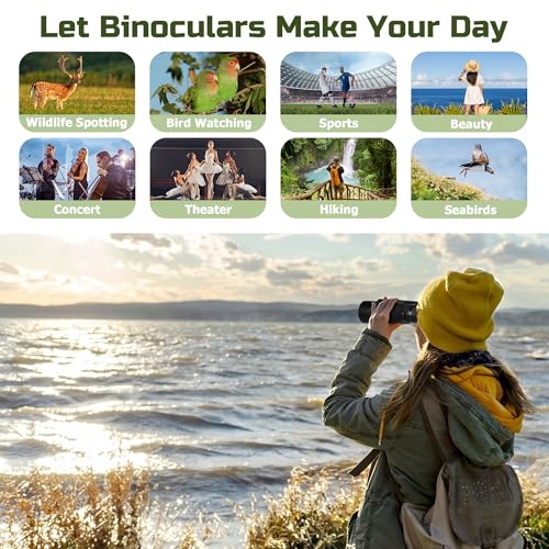 High Power 15X50 Binoculars for Adults BAK4 Prism FMC Lens - Black