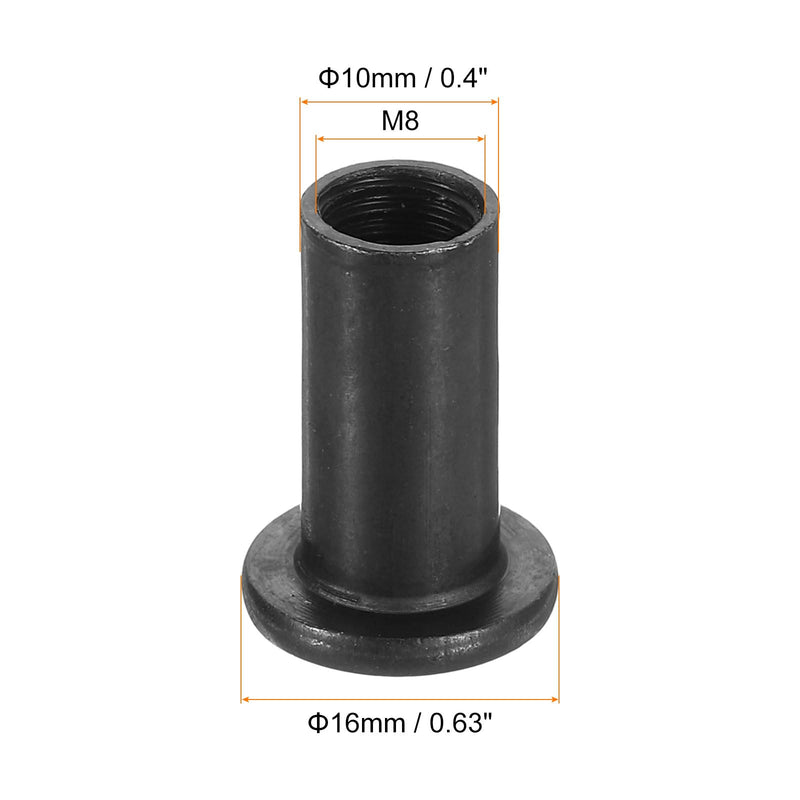 [Australia - AusPower] - uxcell M8 T-Nuts, 30pcs Carbon Steel Hex Socket Head Insert Nut Screw Post Sleeve Nut for Furniture 20mm Height, Black M8x20mm 30 