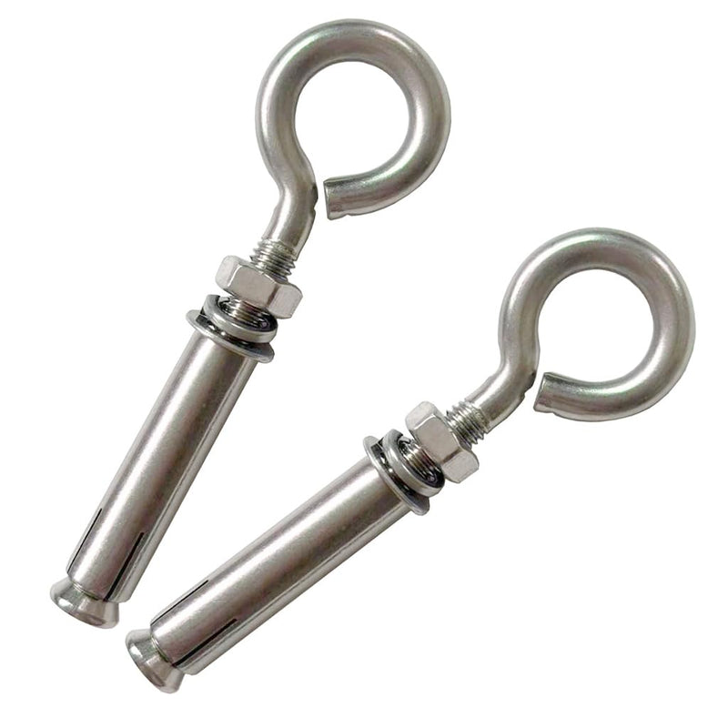 [Australia - AusPower] - Concrete Eye Bolt,2 Pack M8 Stainless Steel Expansion Screws Heavy Duty Shoulder Lag Eyebolts Lifting Ring Bolt Wall Concrete Anchors Fastener with Nut for Wall Ceiling Concrete Masonry 2 