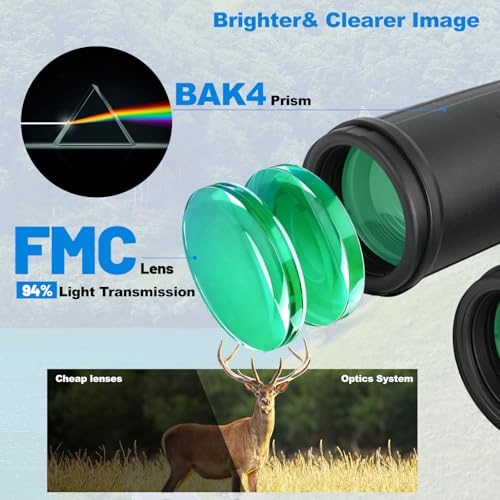 HD 12x42 Waterproof Binoculars Adult High Power BAK4 FMC Lens&Phone Adapter