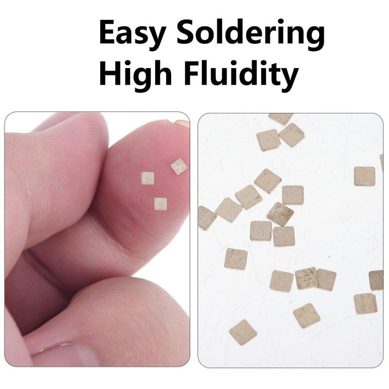 [Australia - AusPower] - 4.5 g Silver Soldering Set, Pre-Cut Silver Soldering Chips, Soldering Set Soldering Lug Ultra Tiny Medium Density Easy Soldering, 2 x 2 mm 1325°F 1360°F 1450°F 
