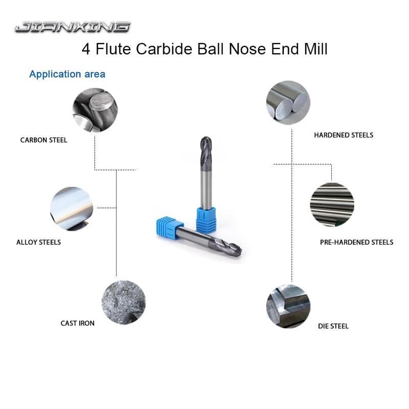 [Australia - AusPower] - 1/8" Extra Long Carbide Ball Nose End Mill for Alloy Steels/Hardened Steels, 3" Overall Length End Mill Bits, 4 Flute HRC 55 Deg AlTiN Coating, CNC Router Bits (1 Pieces) 1/8" Extra Long 