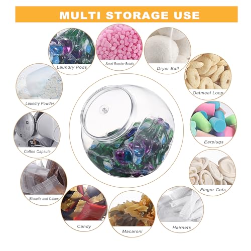 Sumnacon Laundry Pods Container with Lid Wide Mouth Laundry Room Organization Containers Plastic Food Storage Jar with Lid for Pantry Versatile Candy Jar or Cookie Containers for Kitchen (Pack of 2) 80 Ounces (Pack of 2)
