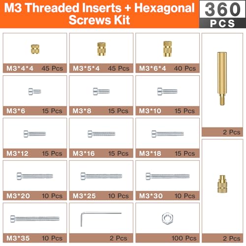 Threaded Inserts Soldering Tips Set, Preciva M3 Thread Insert Soldering Tips Set with M3 Screws Nuts Assortment Set