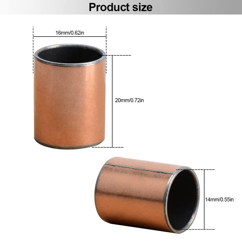 [Australia - AusPower] - YXQ 6 Pcs Sleeve Bearing Plain Bearings Wrapped Oilless Bushings Bronze?14mm ID x 16mm OD x 20mm Length 