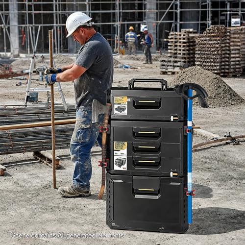 RUKUHOT 2-pack long-handle tool holders with quick-release clamps for ToughBuilt StackTech tool boxes