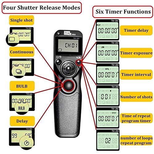 Pixel Intervalometer Shutter Release Remote Control TW283-90 for Fujifilm TW-90 Fuji