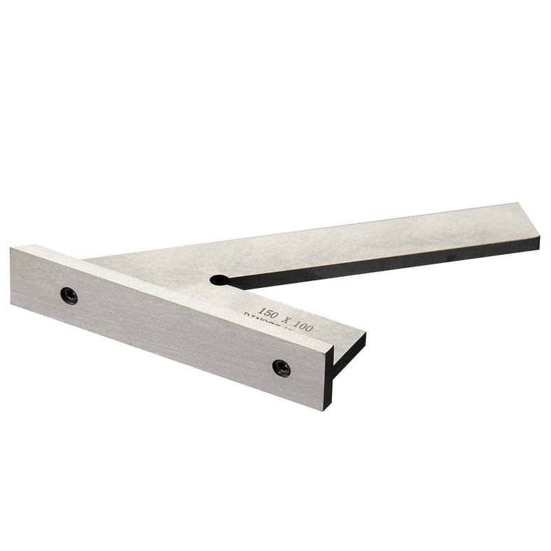 45 Degree Miter Square Machinist Engineer Square with Base DIN 875/2 Angle Ruler Hardened Steel 6x4 Inch, Silver 6x4 Inch Silver