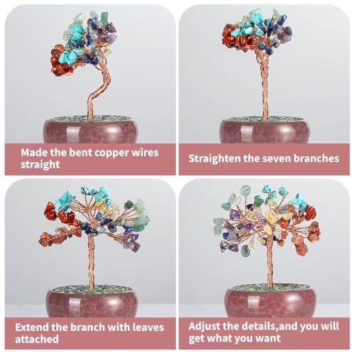 4" Seven Chakra Treasure Basin Crystal Tree
