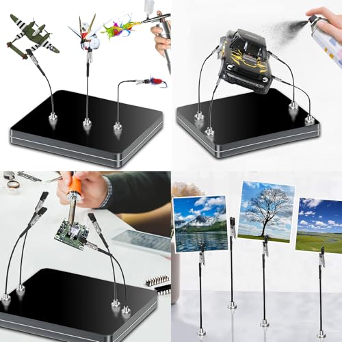 Third Hand Soldering Set - 10 Crocodile Clips with Magnetic Base, Iron Box | 10 clips with rubber protection, flexible arm & magnetic base, iron box as a base. Ideal for soldering, circuit board holders & model making. Kleine-Schwarz