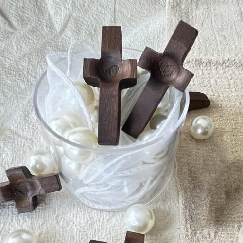 Cross my Heart，Small Wooden Cross，Encouragement Gifts Stress Relief, Pocket Handheld Prayer Crosses, Religious Gifts (1PCS) 1PCS