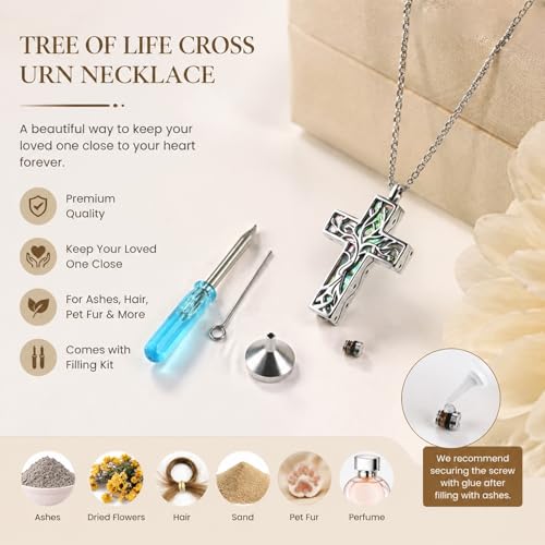 Sterling Silver Tree of Life Urn Necklace Cremation Jewelry for Ashes