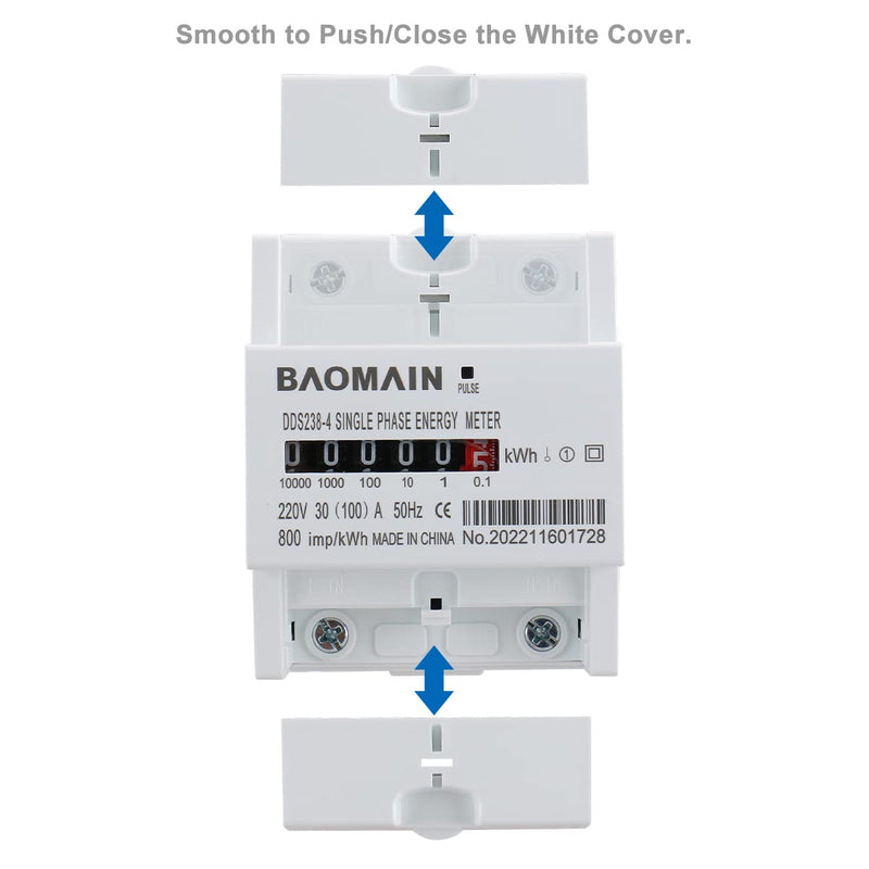Baomain DDS238-4 DIN Rail Single Phase Kilowatt Hour kwh Meter 220V 30A (100A) Wheel Counter Electricity Meter for AC Systems