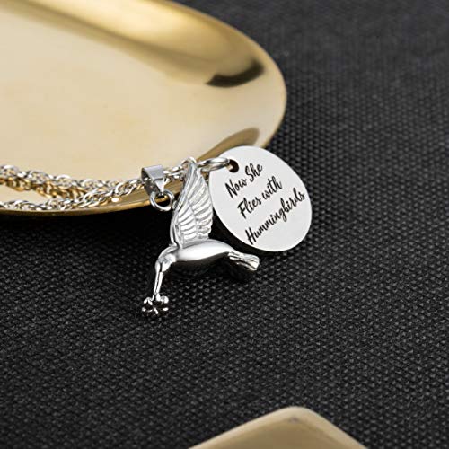 Gredstar Hummingbird Urn Necklace for Ashes, Pendant with Memory Tag She