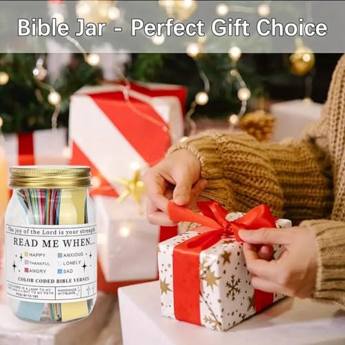 Bi-ble Verses in A Jar,The Hope Jar Bi-ble Verses,Mini Bi-ble Verse Cards, Color Coded Bi-ble Verses Jars,Bi-ble Verses for Emotions & Feelings Jar,Bi-ble Study Supplies Gifts,Bi-ble Verses Jar