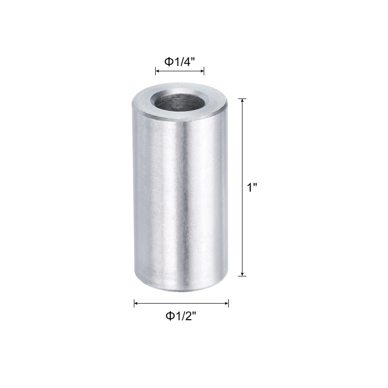 [Australia - AusPower] - uxcell 10pcs Aluminum Spacer 1/4" Bore x 1/2" OD x 1" Length Screw Standoff Bushing Plain Finish Round Metal Spacer for 1/4 ID Screws Bolts and Rods 1/4" x 1/2" x 1" Silver Tone 