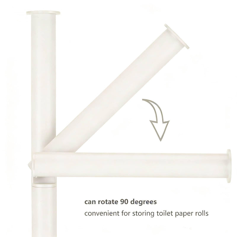Toilet Paper Holder Stand with 5 Roll Storage Weighted Base (Matt Cream) | freestanding tp holder | silicone non-slip base | large storage capacity | tidy organized bathroom | 2mm thickened steel Matt Cream