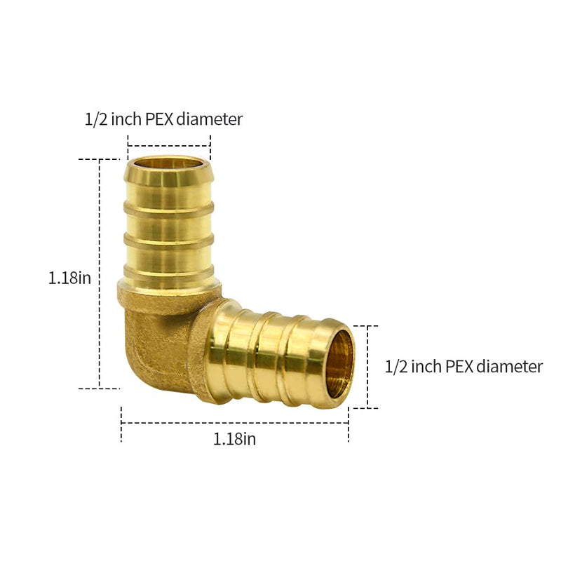 [Australia - AusPower] - 10 Pack 1/2" PEX Elbow Fittings, Brass Fittings for PEX Tubing Pipe (1/2" Elbow, 10) 10 × 1/2" Elbow 