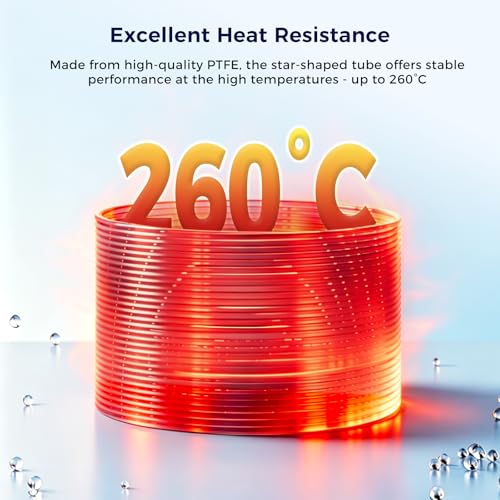 Sovol PTFE Tube 2.5mm ID 4mm OD,Star-Shaped Low-Resistance Tubing 5M, High-Temp Resistant, with 2 Couplers for Bambu lab X1/ X1C/ P1P/ P1S/ A1/ A1 Mini, Prusa MMU3, K1 Max/Ender 3 V3 3D Printer 5 Meter (Star-shaped)