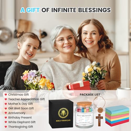108 Pcs Read This When Bible Verses Jar for Christian, Birthday, Christmas Gifts for Women- Meaningful Gift for Mom, White Elephant Gift, Stocking Stuffer for Kids
