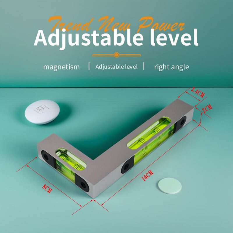 [Australia - AusPower] - Rectangular high-precision L-shaped level, 7-character household strong magnetic double bubble wate，Es gibt 2 Spezifikationen zur Auswahl (160mm) 160mm 