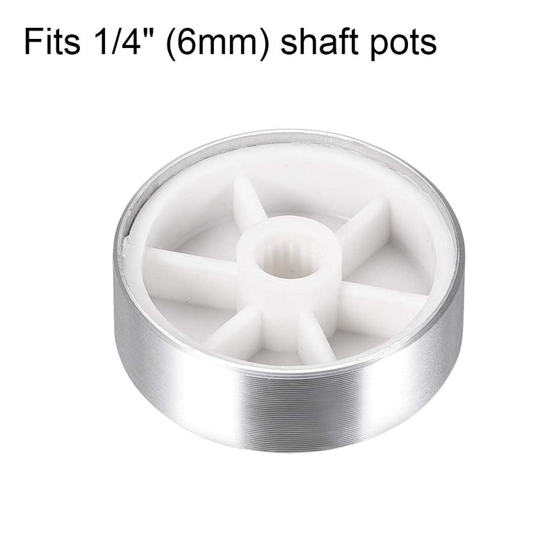 [Australia - AusPower] - uxcell 2pcs Potentiometer Knob Knurled Shaft Silver Tone Aluminum Smooth Surface Rotary Knob 30mmx10mm Volume Control Knob 