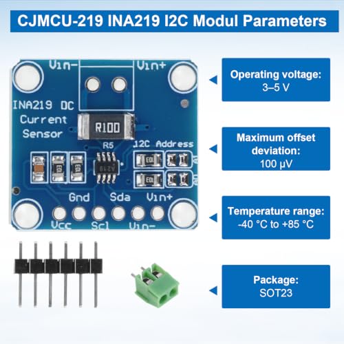 8pcs CJMCU-219 INA219 I2C Module, Bidirectional DC Current/Power Monitoring Sensor Module for Arduino and Raspberry Pi