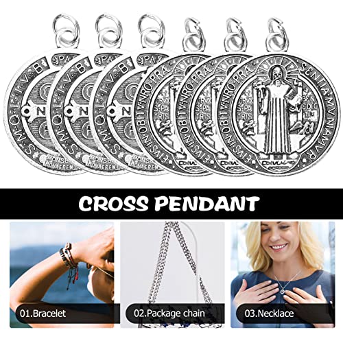 SEWACC 12pcs Saint Benedict Medal Charms, St Benedict Medals Pendant Jesus Our Lady Medal Charm Rosary Beads for DIY Jewelry Making
