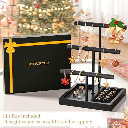 SZQINJI Jewelry Holder Organizer Bracelet Holder Display Stand 3 Tier Black