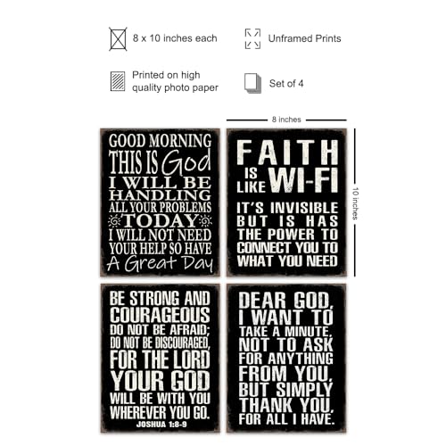 Inspirational Christian Wall Art - Motivational poster Religious Wall Decor - God Decor - spiritual Decoration - Christian Gifts for Women Men - Positive Quotes - Home Office Man cave Print 8x10