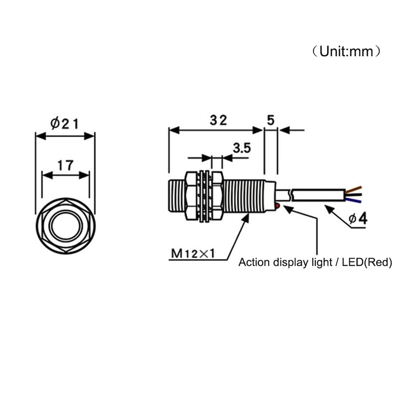 [Australia - AusPower] - NJK-5002C Hall Effect Sensor M12 Proximity Switch NPN NO 3 Wires Detection Approach Switch 10mm Normally Open (4 Pack) 
