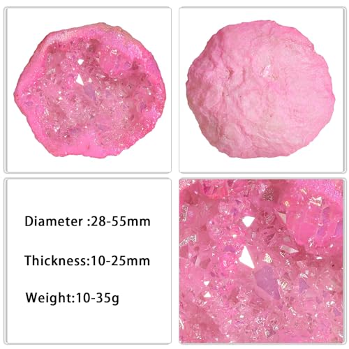 Sportmusies Irregular Titanium Coated Geode Crystal Cluster, Pink #1-pink