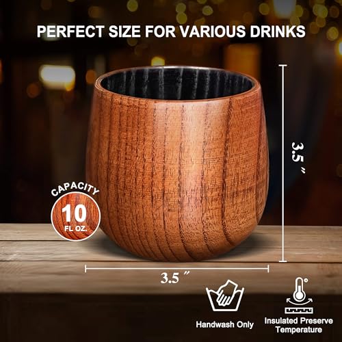 The Original Charred Wooden Bourbon Drinking Glass, Bourbon Gifts for Men 2 Pack Charred
