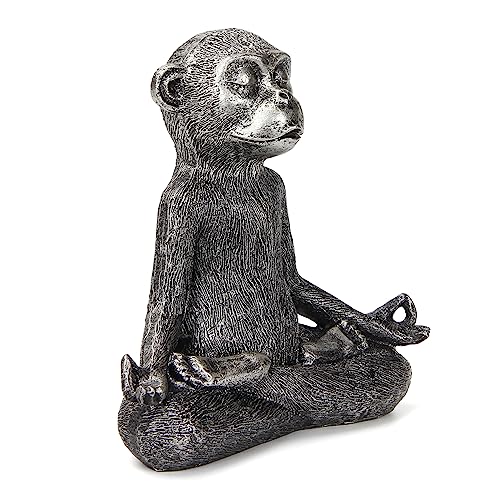 Monkey Meditation Yoga Decor Zen Monkey Statue for Home Office Decoration Silver
