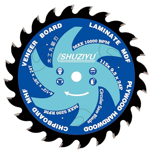 SHUZIYU 115 mm Stone Working. Woodworking, Steel Circular Saw Blade 3-Piece Set, Centre Hole 9.5 mm, Cordless Saw Accessories, Granite, Marble, Concrete Cutting 3er-SET