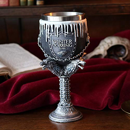 Nemesis Now House Stark Game of Thrones Goblet 12cm Black, Resin w/Stainless Steel Insert, 1 Count (Pack of 1)