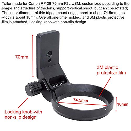 iShoot 74.5mm Metal Tripod Mount Ring Lens Collar Compatible with Canon RF 28-70mm f/2L USM, Lens Support Holder Bracket Bottom is Arca-Swiss Fit Quick Release Plate
