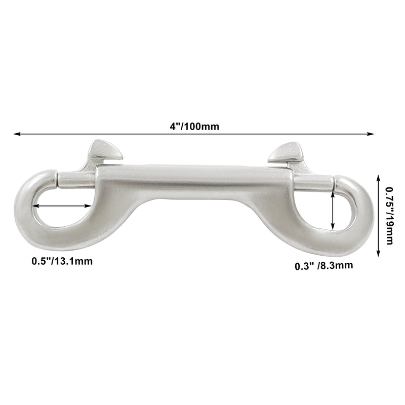 [Australia - AusPower] - 2 Pcs 4 Inch 316 Stainless Steel Double Ended Bolt Snaps Hook Marine Grade, Double Snap Hook Chain Clips for Dog Leash Key Chain Horse Tack Diving Pet Feed Bucket Garage Use 