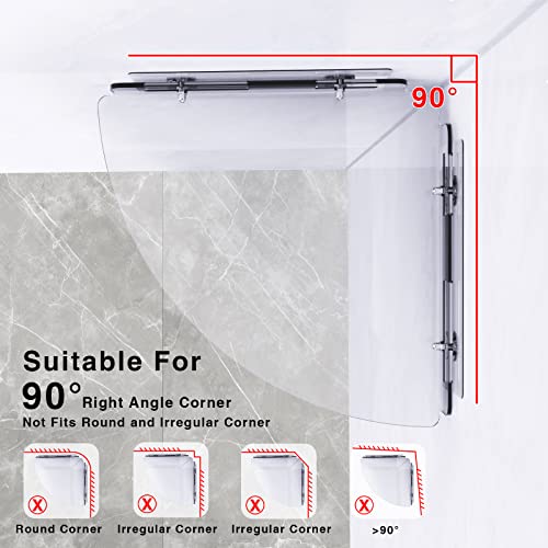 Bakzon Acrylic Corner Shelf 2 Pack, Adhesive Shower Caddy, 0.12" Thick Shatter-Resistant Clear Bathroom Corner Shelves for Tile Wall, No Drill Renter Friendly, 10×10 Inch, 20 lbs Capacity Corner Shelf-Clear
