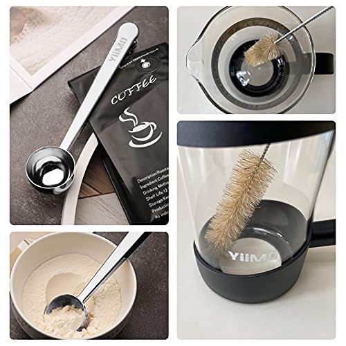 French Press Coffee Maker, 34 Oz Large Glass Pitcher 4 Level Filter System Café Carafe Teapot plus Stainless Coffee Spoon n Cleaner Brush for Hot Cold Brew