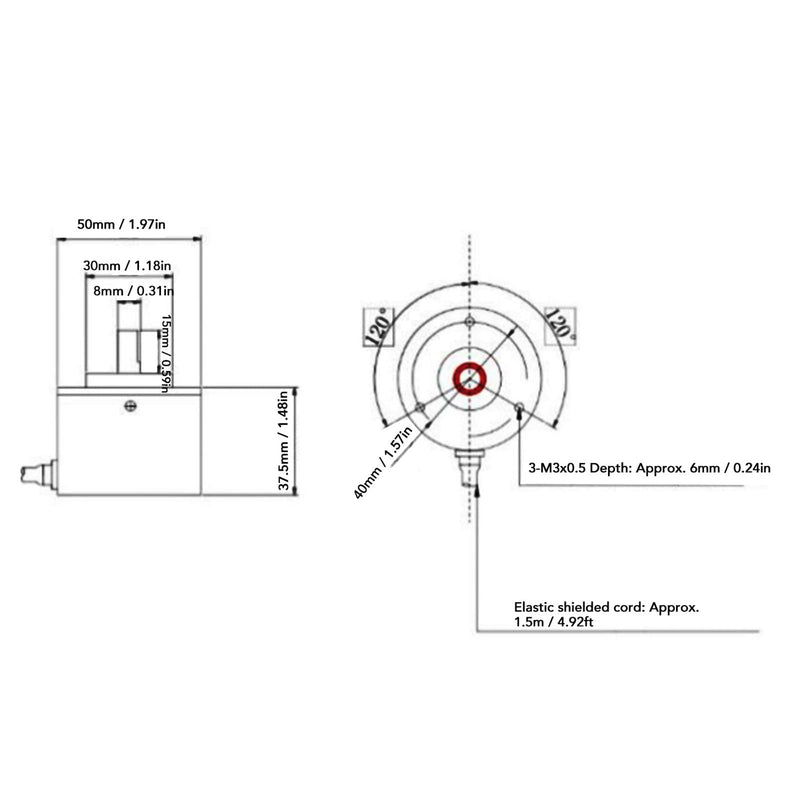[Australia - AusPower] - Incremental Rotary Encoder, 1200/2000PR DC5V-24V 2 Phase Incremental Rotary Encoder, 50mm OD, PNP Output (2000P/R) 