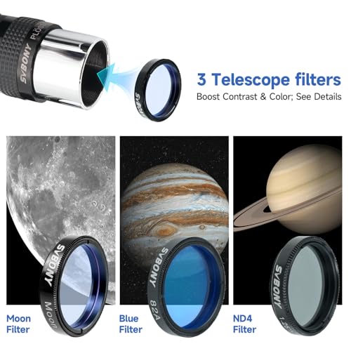 SVBONY SV233 Telescope Eyepiece Set,7-Piece Eyepiece & Filter Accessory Kit Basic Set 7 pieces